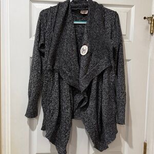 Kohl's Dark Gray Open-Front Draped Cardigan